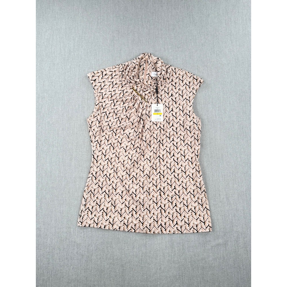 Calvin Klein Blush Pink Sleeveless Patterned Blouse